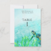 Zee Turtle Ocean Beach Art Weddenschap Table Numbe Kaart (Voorkant)