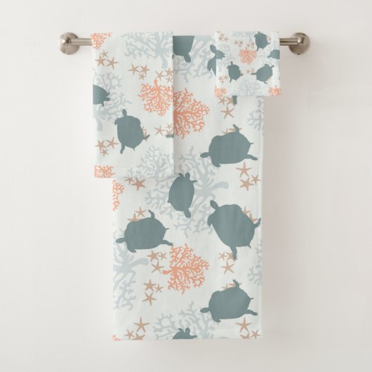 Zee Turtle Ocean Pattern Art Bad Handdoek (Insitu)