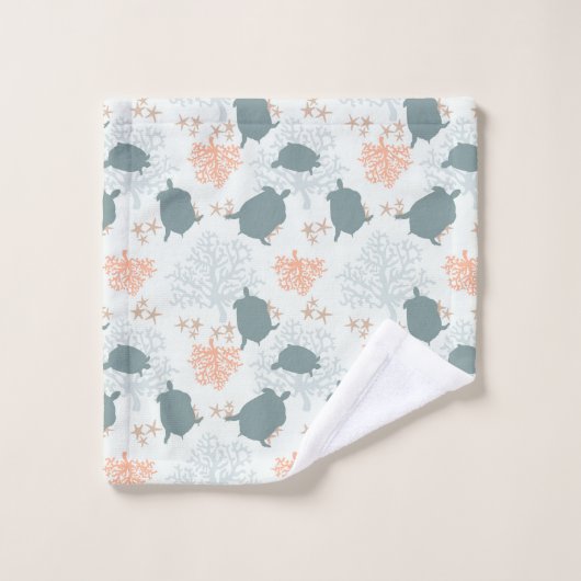 Zee Turtle Ocean Pattern Art Bad Handdoek (Wasdoekje)