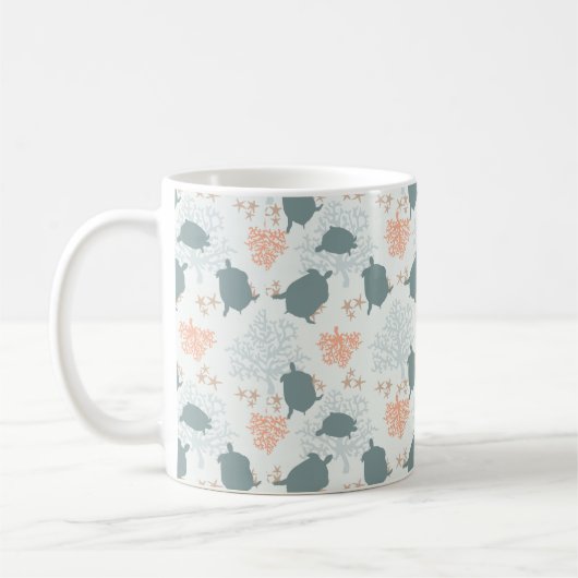 Zee Turtle Ocean Pattern Art Koffiemok (Links)