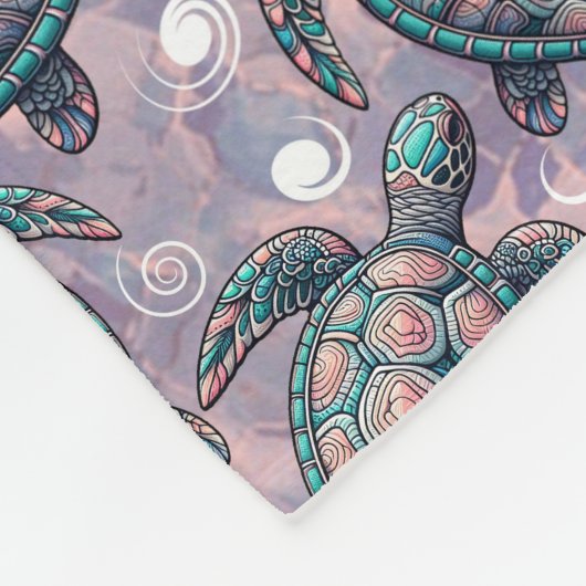 Zee Turtle Ocean Pattern Fleece Deken (Hoek)
