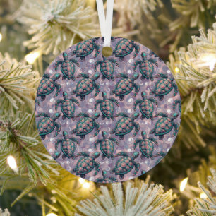 Zee Turtle Ocean Pattern Metalen Ornament