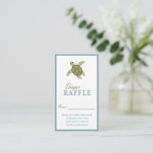 Zee Turtle Ocean Theme Luier Raffle Ticket Informatiekaartje (Staand voorkant)