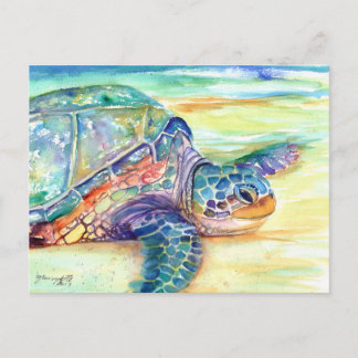 Zee Turtle op Tropical Beach Briefkaart