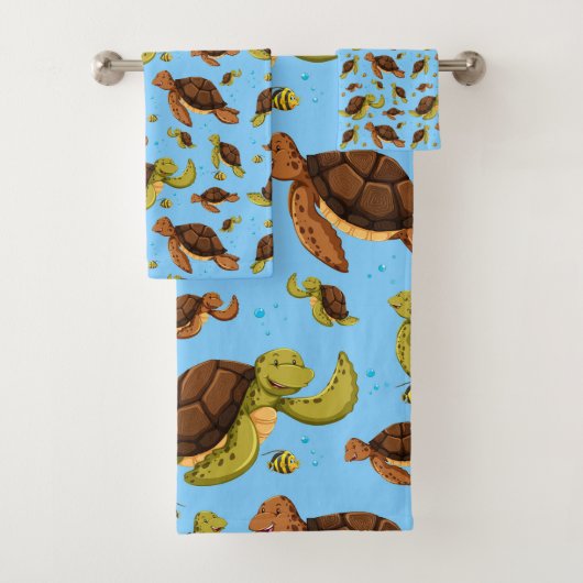 Zee Turtle Pattern Bad Handdoek (Insitu)