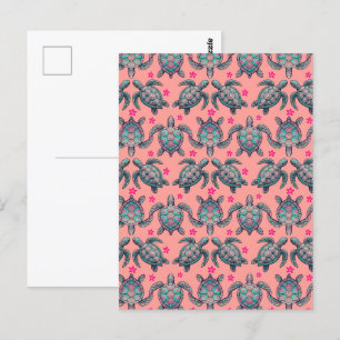 Zee Turtle Pattern Briefkaart