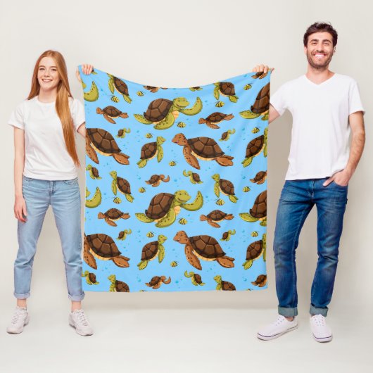 Zee Turtle Pattern Fleece Deken (In situ)