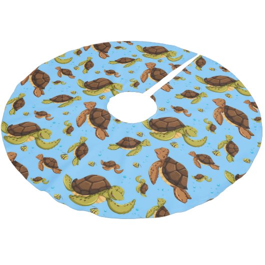 Zee Turtle Pattern Kerstboom Rok (Gekanteld)
