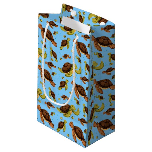 Zee Turtle Pattern Klein Cadeauzakje (Voorkant Gekanteld)