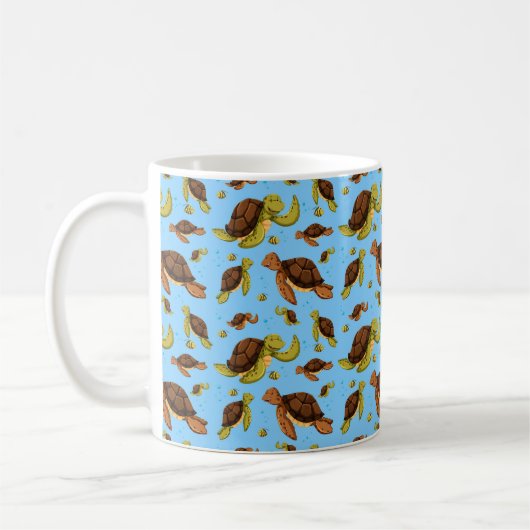 Zee Turtle Pattern Koffiemok (Links)