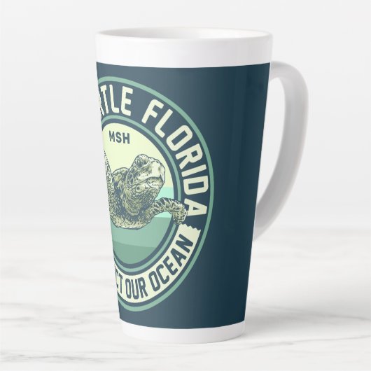 Zee Turtle Protection - aangepast monogram Latte Mok (Rechterhoek)