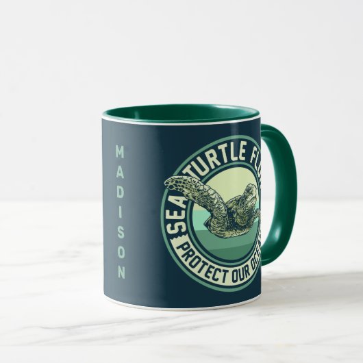 Zee Turtle Protection Aangepaste naam mokken (Voorkant rechts)