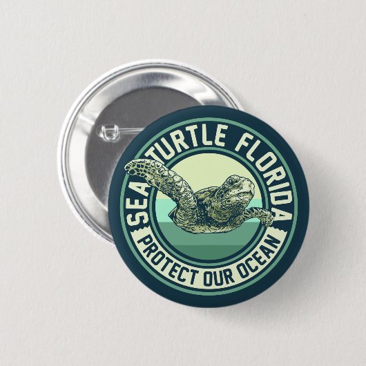 Zee Turtle Protection Ronde Button 5,7 Cm (Voorkant /achterkant)