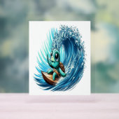 Zee Turtle rijdt op een emotiegolf. Acryl Bord (Neutraal)