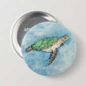Zee Turtle Ronde Button 7,6 Cm (Voorkant /achterkant)