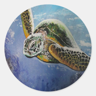 Zee Turtle Ronde Sticker