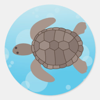 Zee Turtle Ronde Sticker
