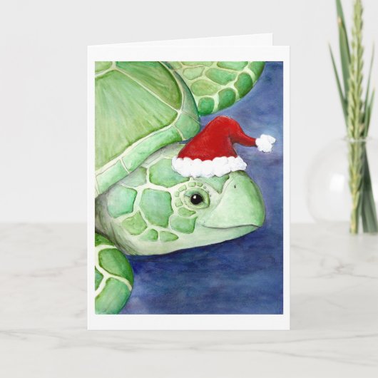 Zee Turtle Santa Feestdagen Kaart (Voorkant)