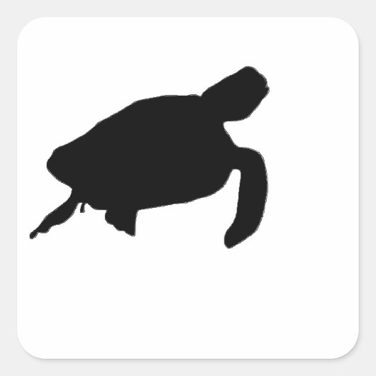 Zee Turtle Silhouette Vierkante Sticker (Voorkant)