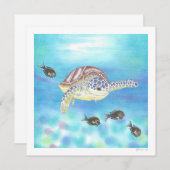 Zee Turtle Tekening Art Flat Dank u / Opmerking Ka Bedankkaart (Voorkant / Achterkant)