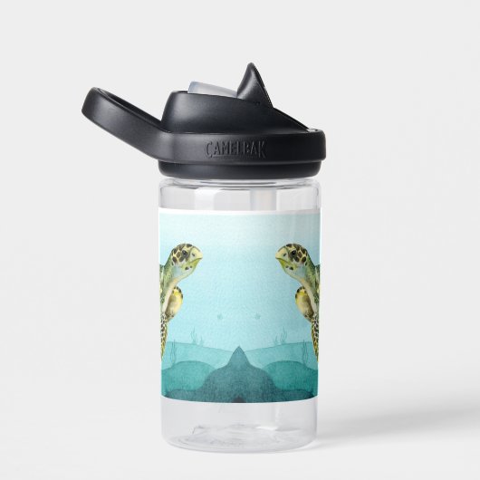 Zee Turtle Tortoise Aangepaste naam Waterfles (Rechts)