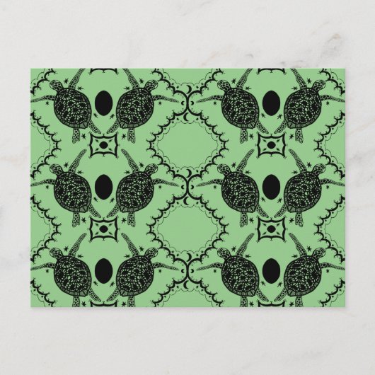 Zee Turtle Tortoise Moons Patroon Briefkaart (Voorkant)