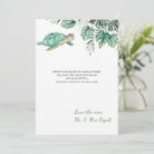 Zee Turtle Tropical Leaves Waterverf Wedding Bedankkaart (Staand voorkant)