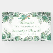 Zee Turtle Tropical Waterverf Weddenschap Achtergr Spandoek (Horizontaal)