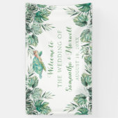 Zee Turtle Tropical Waterverf Weddenschap Achtergr Spandoek (Verticaal)