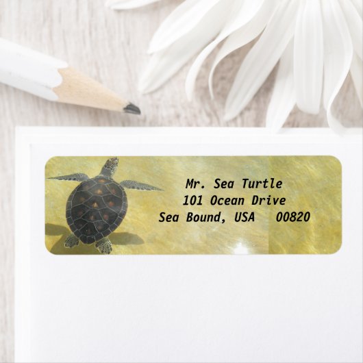 Zee Turtle Verzendlabels Etiket (Insitu)