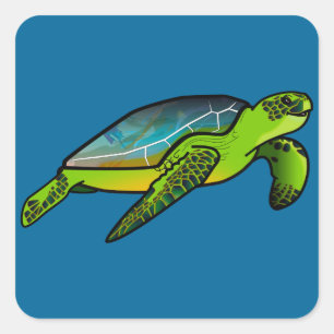 Zee Turtle Vierkante Sticker