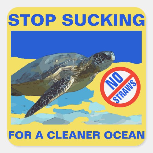 ZEE TURTLE VIERKANTE STICKER (Voorkant)