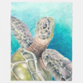 Zee Turtle Waterverf Green Fleece Deken (Voorkant)