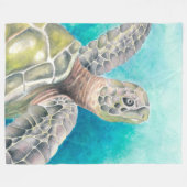 Zee Turtle Waterverf Green Fleece Deken (Voorkant (Horizontaal))