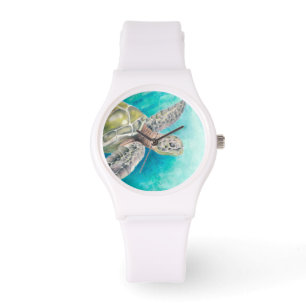 Zee Turtle Waterverf Green Horloge