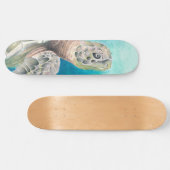 Zee Turtle Waterverf Green Skateboard (Horizontaal)