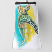 Zee Turtle Waterverf Inkt Groen Golfheadcover (Draai 90)