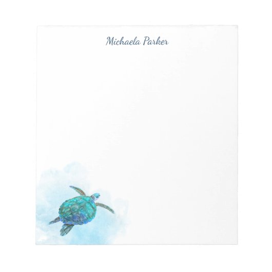 Zee Turtle Waterverf Ocean Personalized Notitieblok (Voorkant)