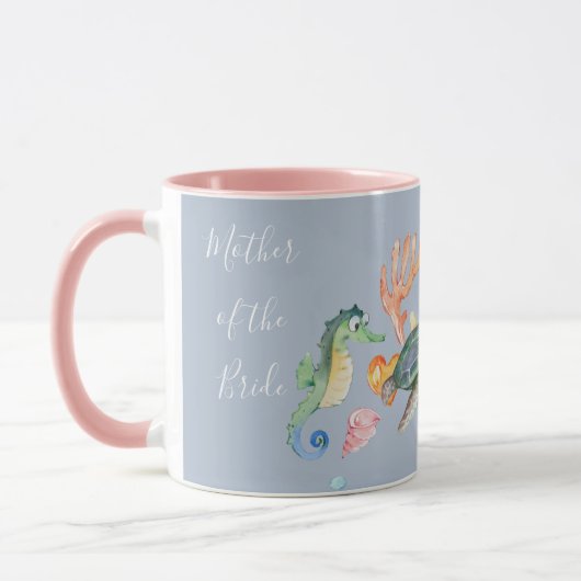 Zee Turtle Wedding met bride en bruin Mok (Links)