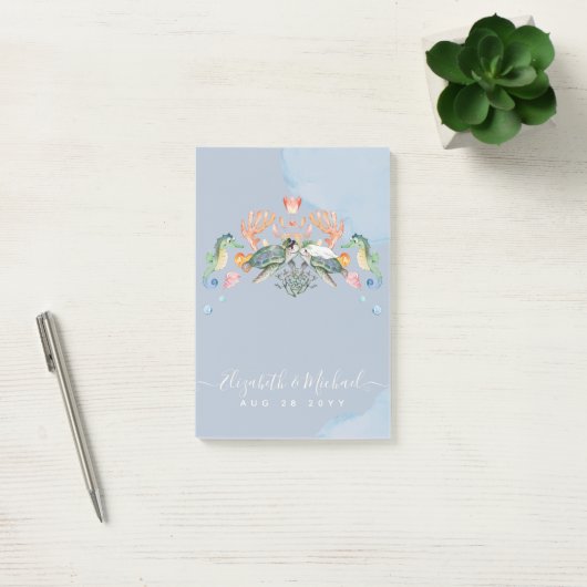 Zee Turtle Wedding met bride en bruin Post-it® Notes (Kantoor)
