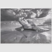 Zee Turtle Zwart-wit Decoupage Tissuepapier (Voorkant)