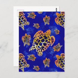 Zee Turtles batik African Art Briefkaart