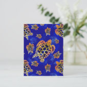 Zee Turtles batik African Art Briefkaart (Staand voorkant)