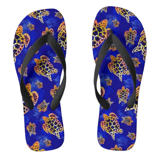 Zee Turtles batik African Art Teenslippers (Voetbed)
