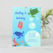 Zee Turtles Birthday Invitation Kaart (Staand voorkant)