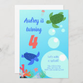 Zee Turtles Birthday Invitation Kaart (Voorkant / Achterkant)