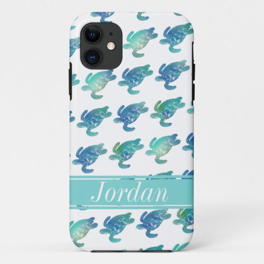 Zee Turtles Blauw Groen Gepersonaliseerd iPhone-Ho Case-Mate iPhone Case (Achterkant)