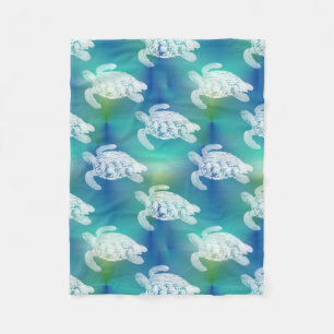 Zee Turtles Blue Aqua Fleece Blanket Deken