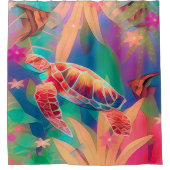 Zee Turtles en Angelfish Douchegordijn (Voorkant)