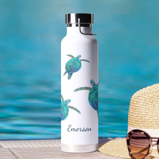 Zee Turtles Ocean Waterverf Personalized Waterfles